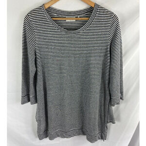 FOIL Linen Striped Tunic Top Size Small
